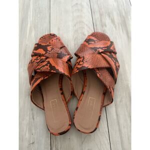 Top Shop Hop Cross Slide Snakeskin Sandals Orange 8